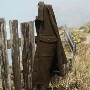 Buck Mason Felted Boiled Wool Field Shirt Jacket River Rock Brown-Green Size L